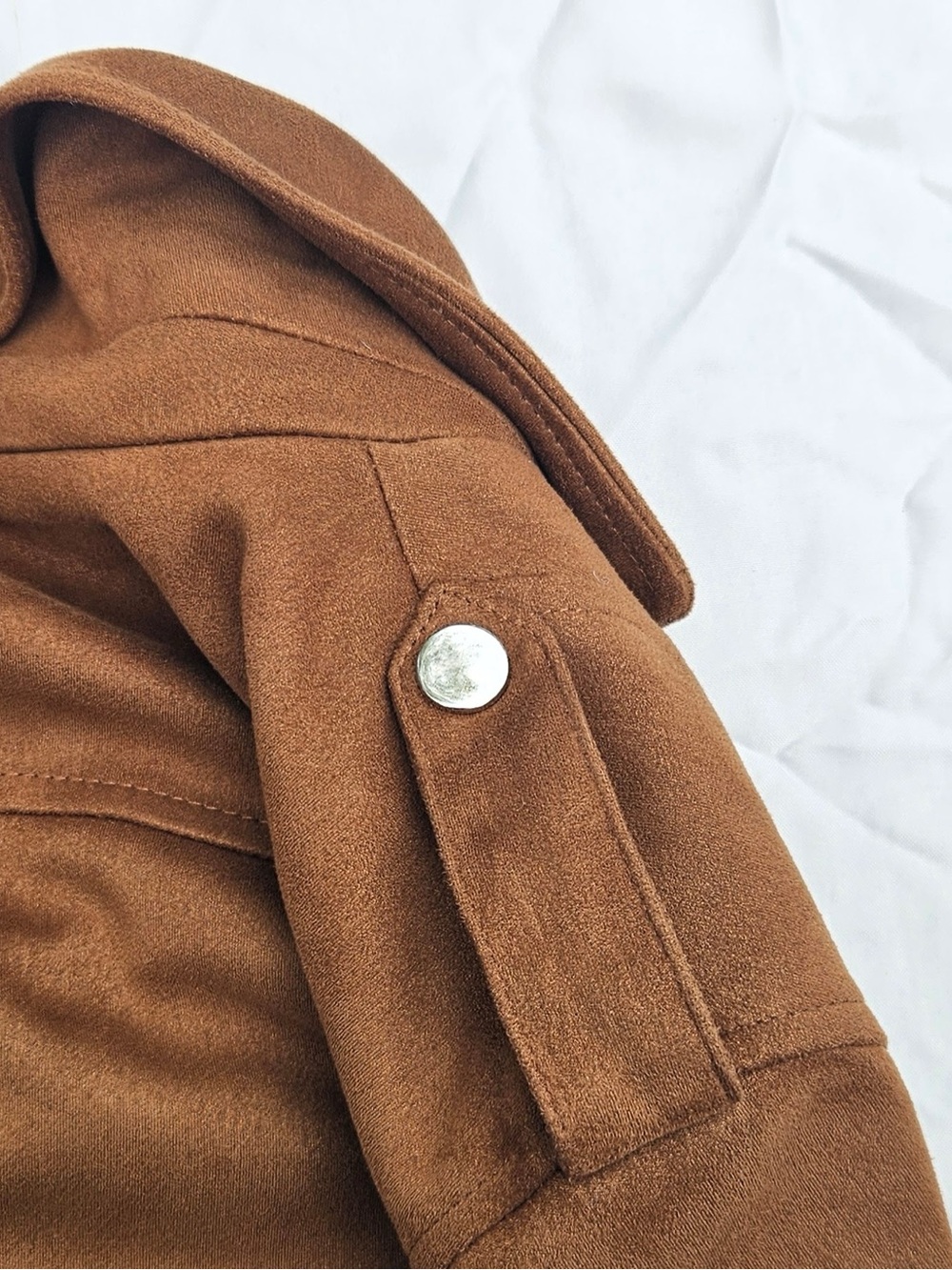 Brown Faux Suede Moto Jacket - Picture 7 of 16